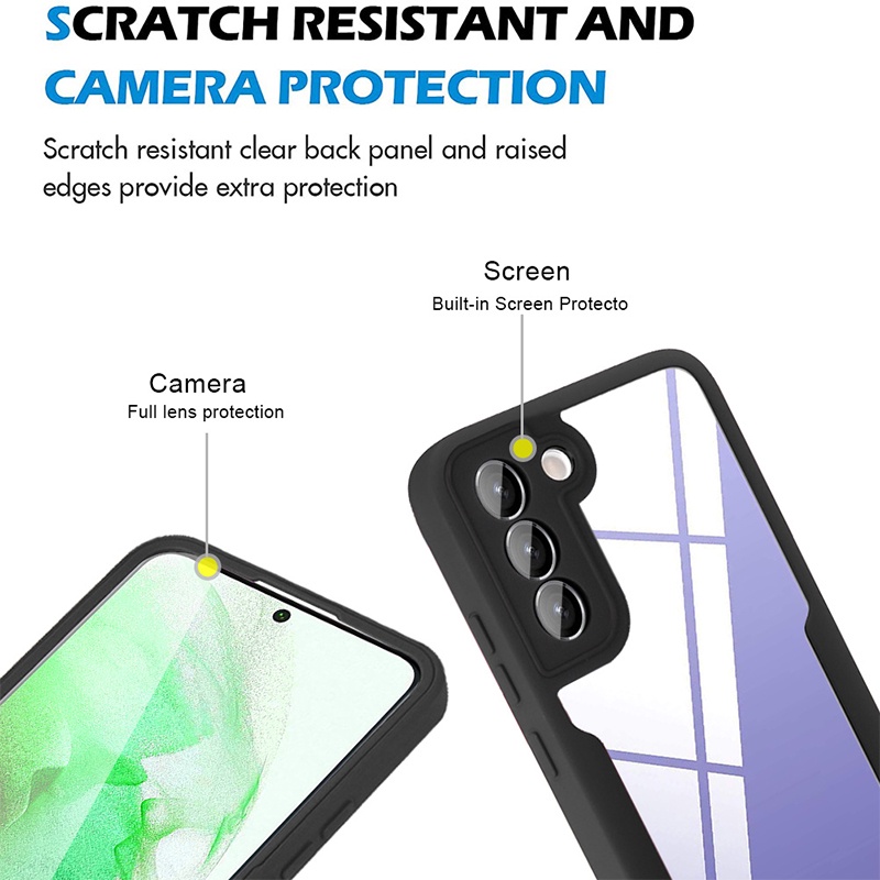 360 Full Protect Double Sided Clear Phone Case For Samsung Galaxy A53 5G A73 5G S22 S22 Plus S22 Ultra A13 LTE 4G M52 5G A03 Core Lens Protect Anti Fall Cover