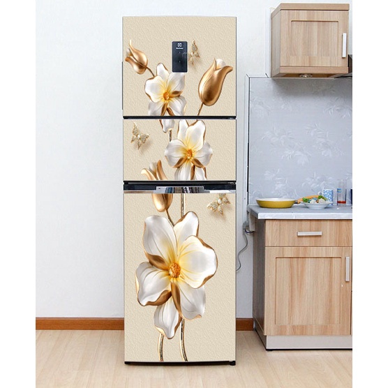 Decal dán trang trí tủ lạnh mẫu Ngọc 3D- Chất lượng cao - chống thấm