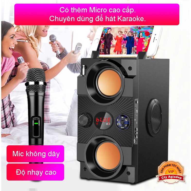 Loa bluetooth + Mic không dây karaoke mini tại gia hoặc MC bán hàng