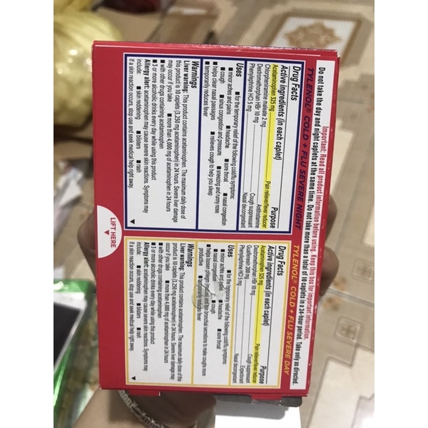 72 viên Tylênol cold + flu của Mỹ ( cam kết chính hãng)