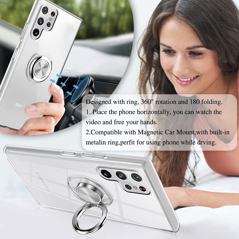 Ốp Lưng TPU Trong SuốT Có NhẫN Đỡ Cho Samsung Galaxy S23 Ultra Galaxy S22 Ultra S23 + Plus