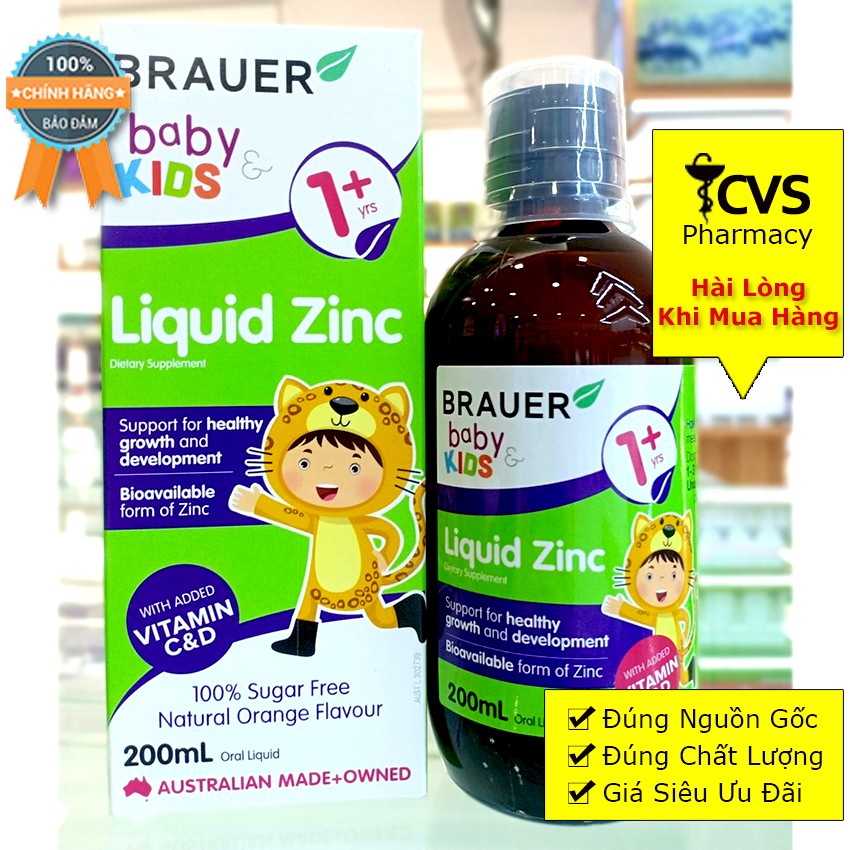 Siro Brauer Liquid Zinc 200ml - Bổ Sung Kẽm và Khoáng Chất Cho Trẻ Từ 1 Tuổi Trở Lên (Brauer Baby Kids Liquid Zinc)