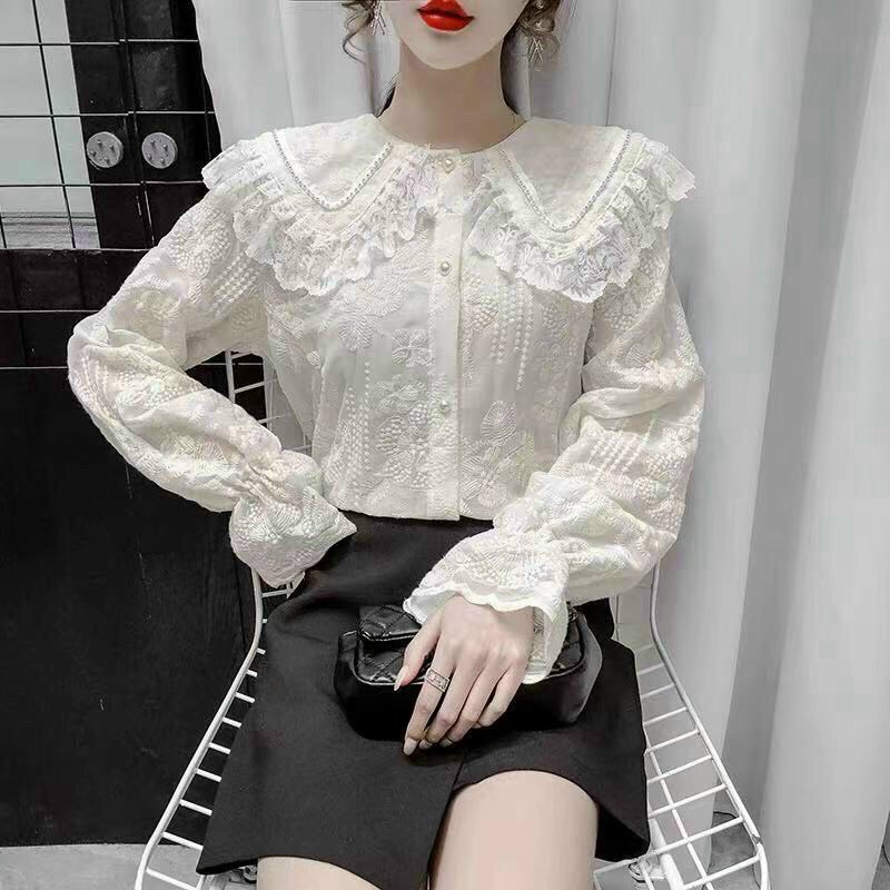 Áo sơ mi nữ cổ sen tiểu thư
