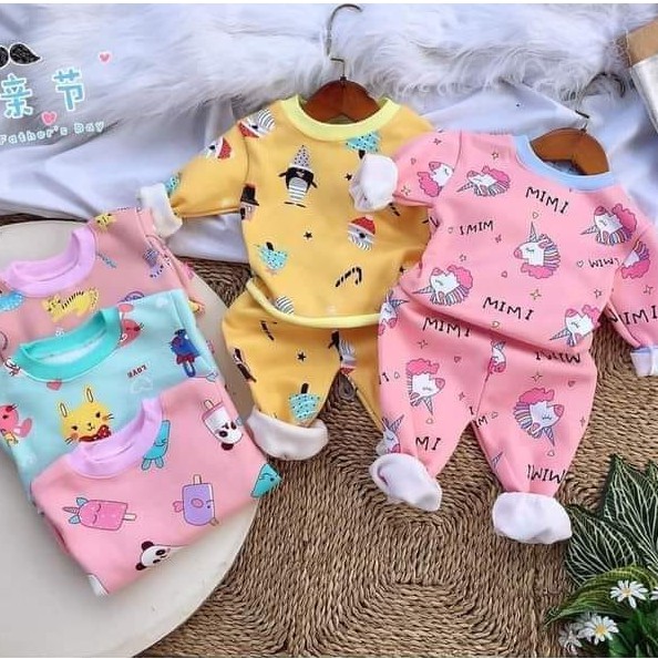 Bộ Nỉ Bông Họa Tiết Chui - Cho Bé Trai và Bé Gái 6kg - 18kg