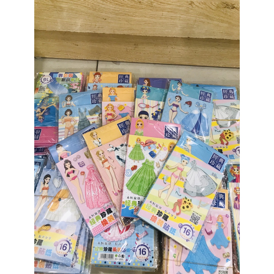 SET 5 Tập  hình dán thay trang phục công chúa, búp bê mẫu mới