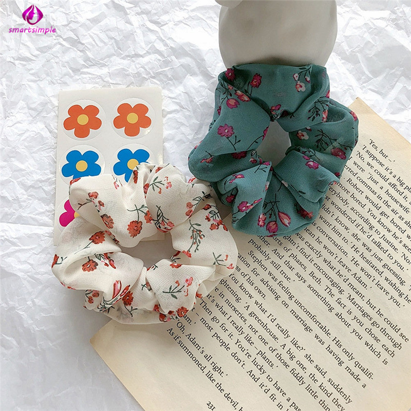 Dây Buộc Tóc Co Dãn Họa Tiết Hoa Phong Cách Retro Cho Nữ