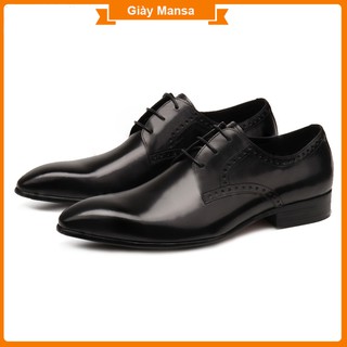 Giày buộc dây nam công sở da bò mũi nhọn M154 ( có ảnh thật, BH trọn đời )