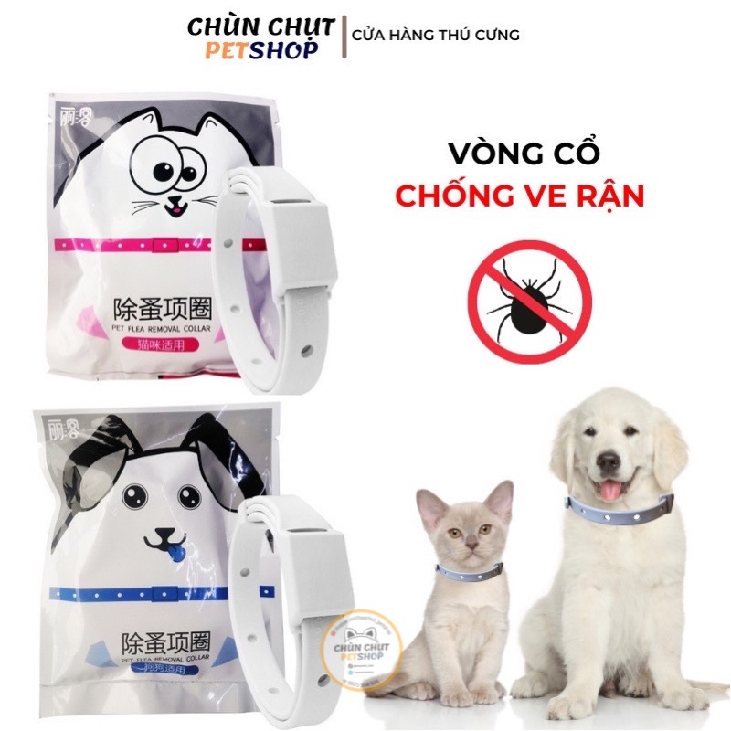 Vòng cổ chống ve rận bọ chét Chó Mèo - Vòng cổ chống bọ chấy trên da lông Cún, Mèo - Không thấm nước