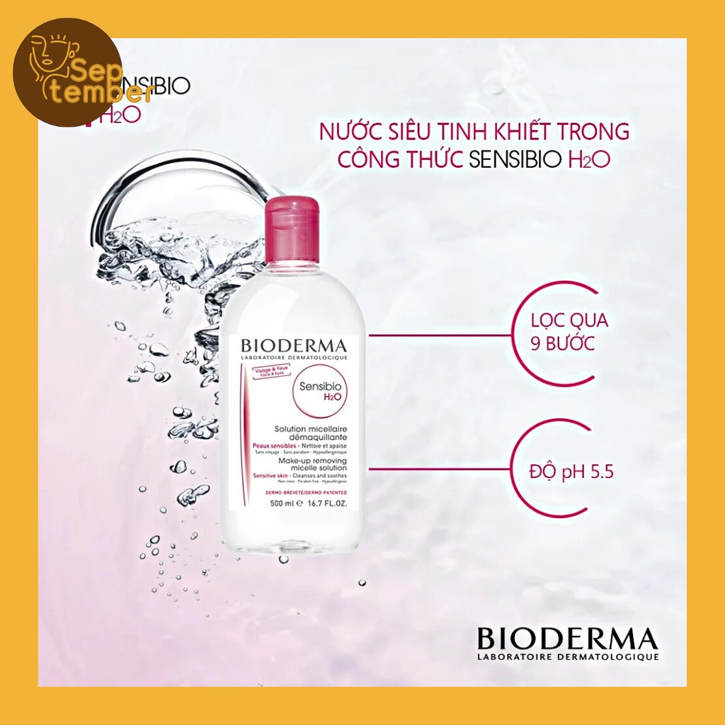 Nước tẩy trang Bioderma hồng và xanh, nước tẩy trang da nhạy cảm, da dầu - september249.vn