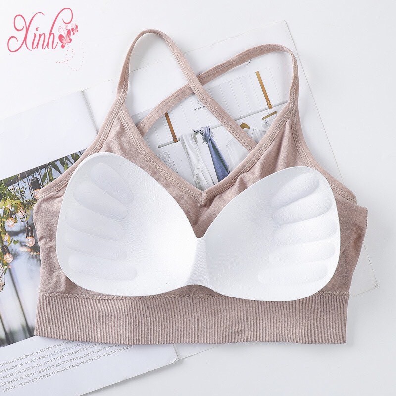 Áo Lót nữ Chéo Lưng Quyến Rũ, Áo Bra Cotton Mút Đệm Mỏng Thoải Mái Hieu Store24h - 8062