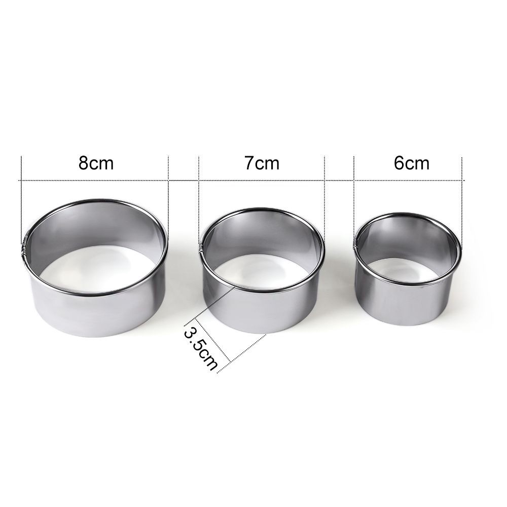 CONOPERY Bộ 3 khuôn tròn inox cắt bột bánh há cảo tiện dụng
