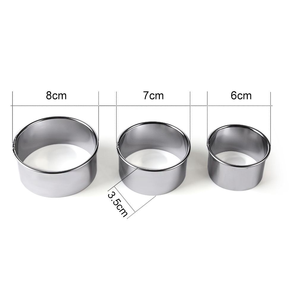 Set 3 khuôn tròn cắt bột làm bánh bằng thép không gỉ chất lượng cao