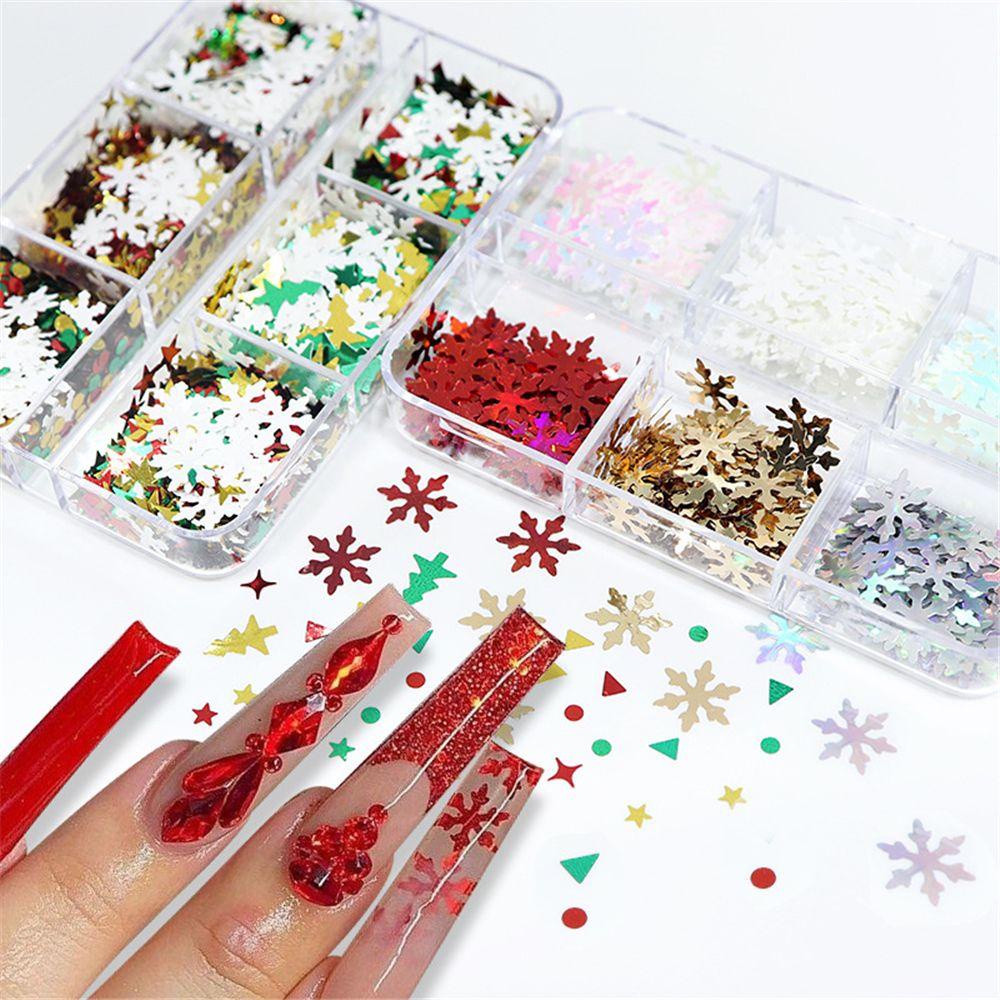 Miếng Dán Trang Trí Móng Tay Họa Tiết Giáng Sinh Lấp Lánh DIY