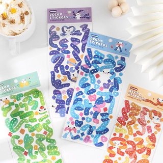 Zanmo tờ nhãn dán sticker ruy băng mèo bản to decor toploader