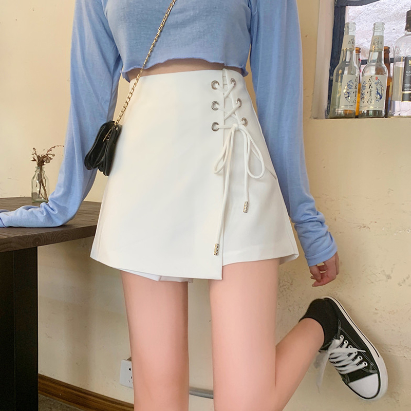 Chân váy chữ a lưng cao phối kiểu thắt dây thời trang phong cách Hàn Quốc