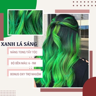 Thuốc nhuộm tóc màu xanh lá +tặng kèm oxy trợ dưỡng (CẦN TẨY)