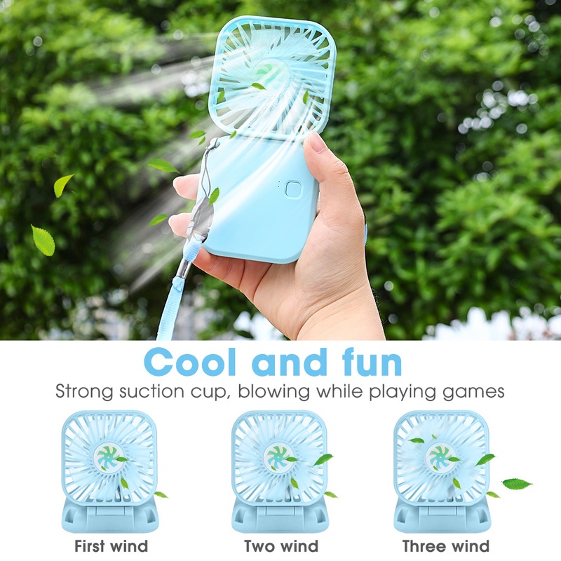 Quạt Điện Đeo Cổ/Cầm Tay Mini Đa Năng Sạc USB Có Thể Gấp Gọn Cho Hoạt Động Ngoài Trời