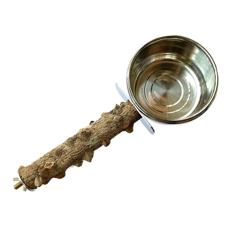 Khay Đựng Thức Ăn Bằng Thép Không Gỉ Kèm Giá Đỡ Đứng Cho Chim Vẹt