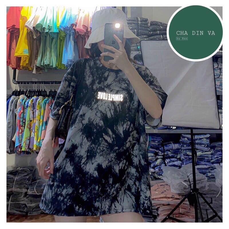 [RẺ VÔ ĐỊCH] Áo Thun Tay Lỡ Unisex . Áo Thun Nữ Loang Sói Màu Phản Quang