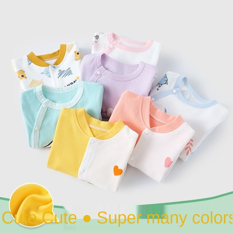 Bộ đồ ngủ liền thân tay dài chất liệu Cotton thời trang xuân thu cho bé sơ sinh