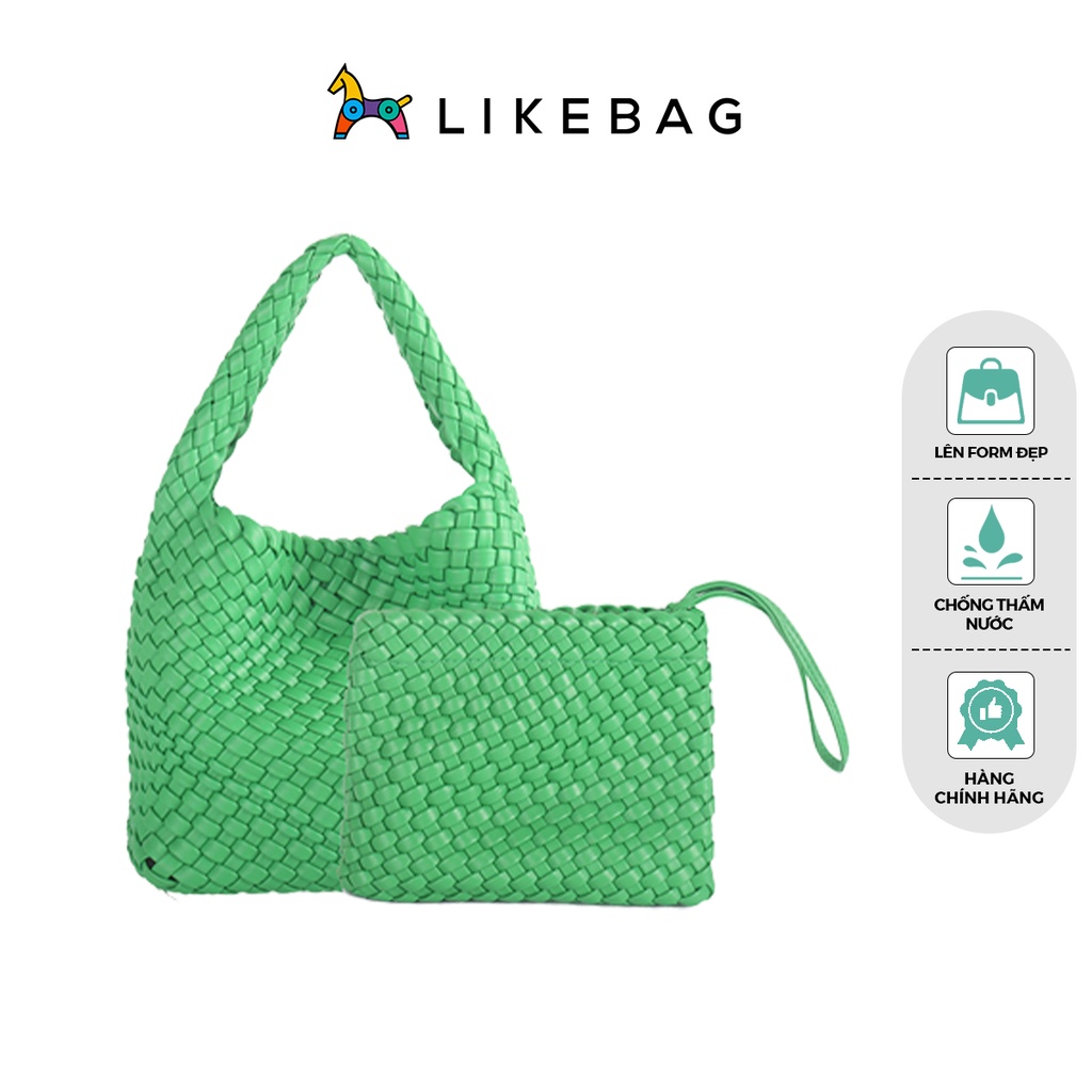 Combo túi xách nữ đeo vai kèm ví mini LIKEBAG đan tay mới lạ độc đáo 222BZ1309 - LIBAGI