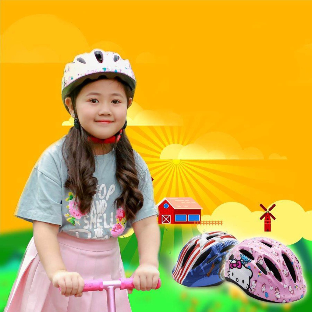 Nón bảo hiểm cho bé gái Protec Smile WT024, cho trẻ em từ 2-12 tuổi, có vòng chỉnh size, họa tiết đáng yêu