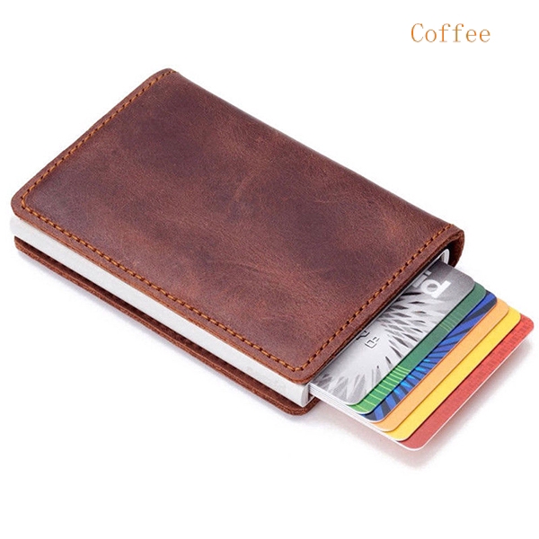 Ví đựng tiền và thẻ bằng da có kẹp RFID