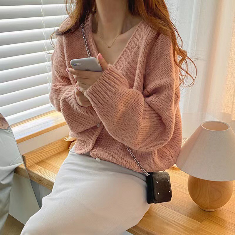 [Mã FAMARAL1 giảm 10K đơn 50K] 14101. ÁO KHOÁC LEN/ ÁO LEN CARDIGAN DỆT KIM TAY DÀI PHONG CÁCH VINTAGE