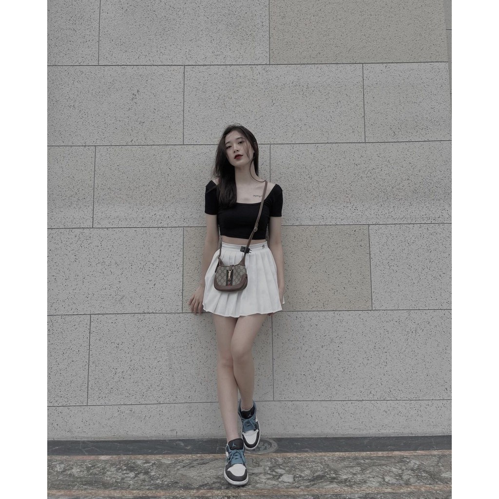 Chân váy tennis xếp ly phong cách âu mỹ trắng đen trơn ngắn nữ họa tiết thêu hè 2021 LUZADO CV03 | BigBuy360 - bigbuy360.vn