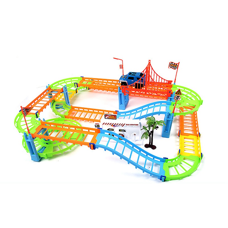 Đồ Chơi Đường Ray Xe Hơi Điện Hai Tầng Xoắn Ốc Dành Cho Trẻ Em