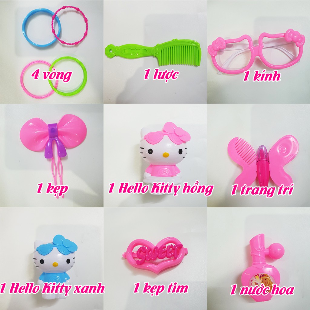 Túi Đồ Chơi Trang Điểm Hello Kitty 12 Món Màu Hồng Và Màu Tím Điệu Đà Đáng Yêu Cho Bé Gái