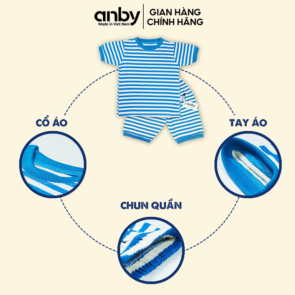 Quần áo trẻ em ANBY bộ đồ cho bé từ 1 đến 6 tuổi cộc tay cotton co giãn 4 chiều kẻ sọc dễ thương cho bé