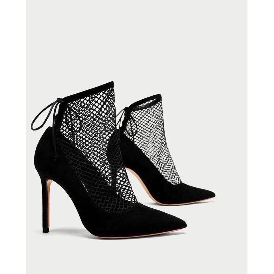Giày Zara boot lưới form đẹp gót mảnh 8p D0022E
