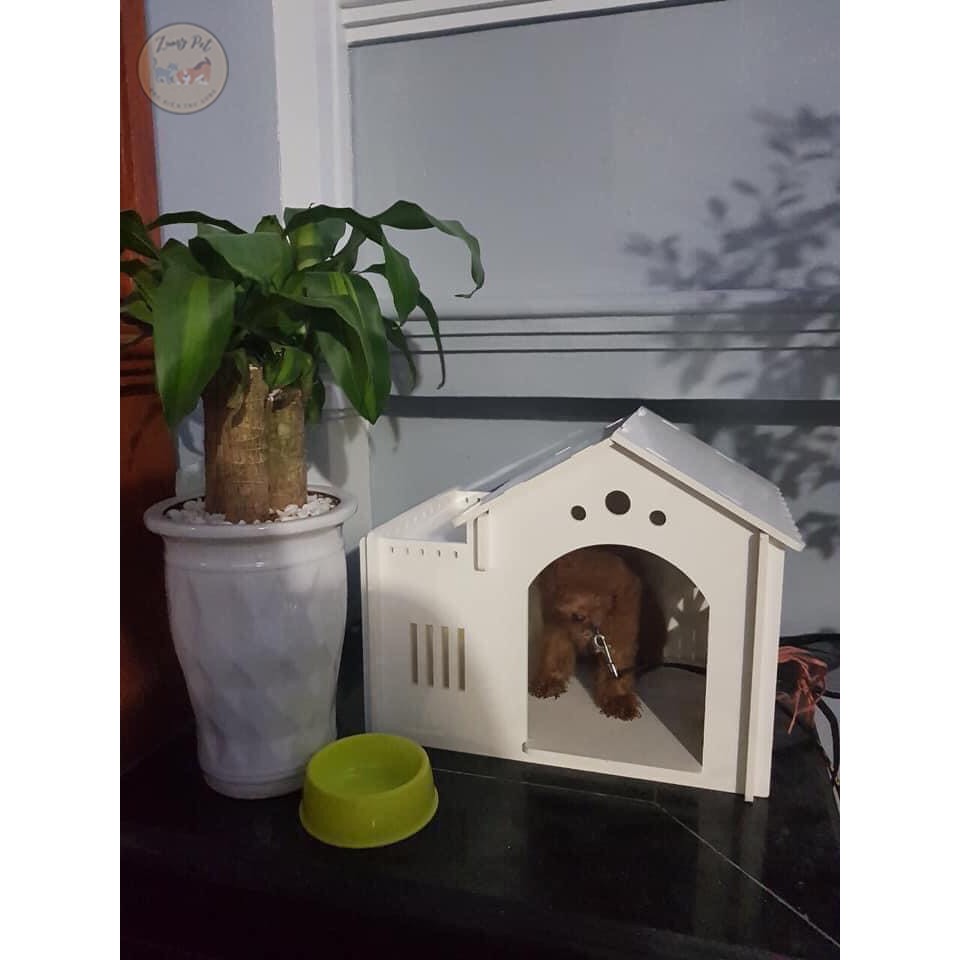 Nhà ở cho thú cưng xinh xắn bằng gỗ nhựa composite PVC cao cấp chịu nước để ngoài trời size S(0-4kg)