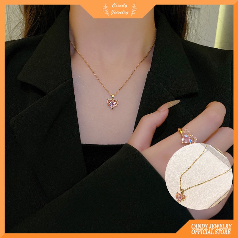 Vòng cổ MANYUE đính đá zircon hình kẹo cao cấp thời trang theo phong cách Hàn Quốc