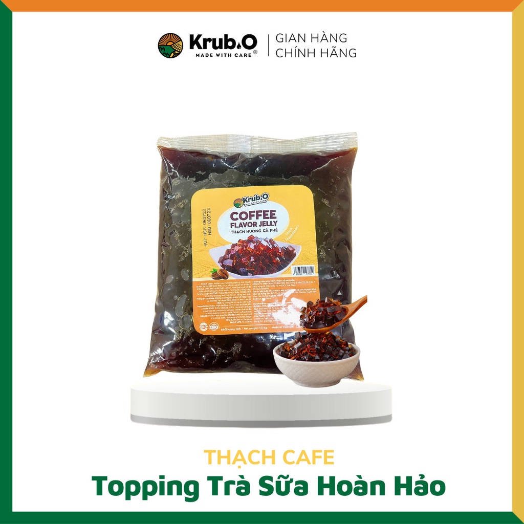 Thạch cà phê, thạch 3Q trắng, thạch 3Q caramel - Topping trà sữa Krub.O nguyên liệu thuần Việt