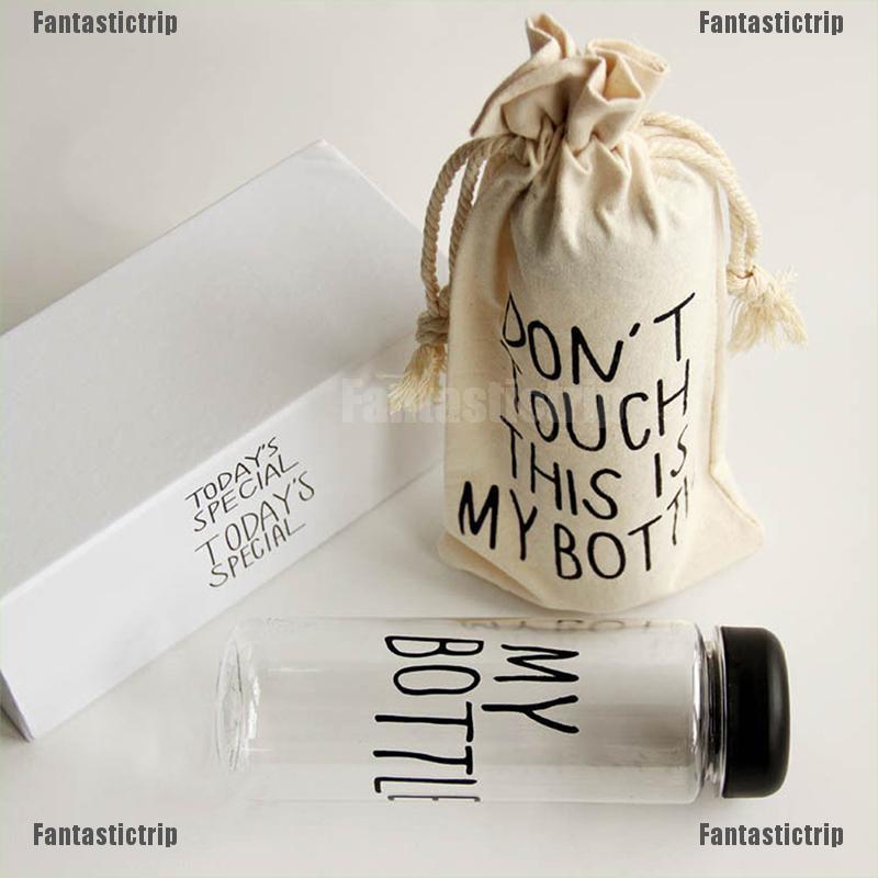 Bình nước thể thao trong suốt dung tích 500ml chữ My bottle kèm túi đựng tiện dụng đi du lịch | BigBuy360 - bigbuy360.vn