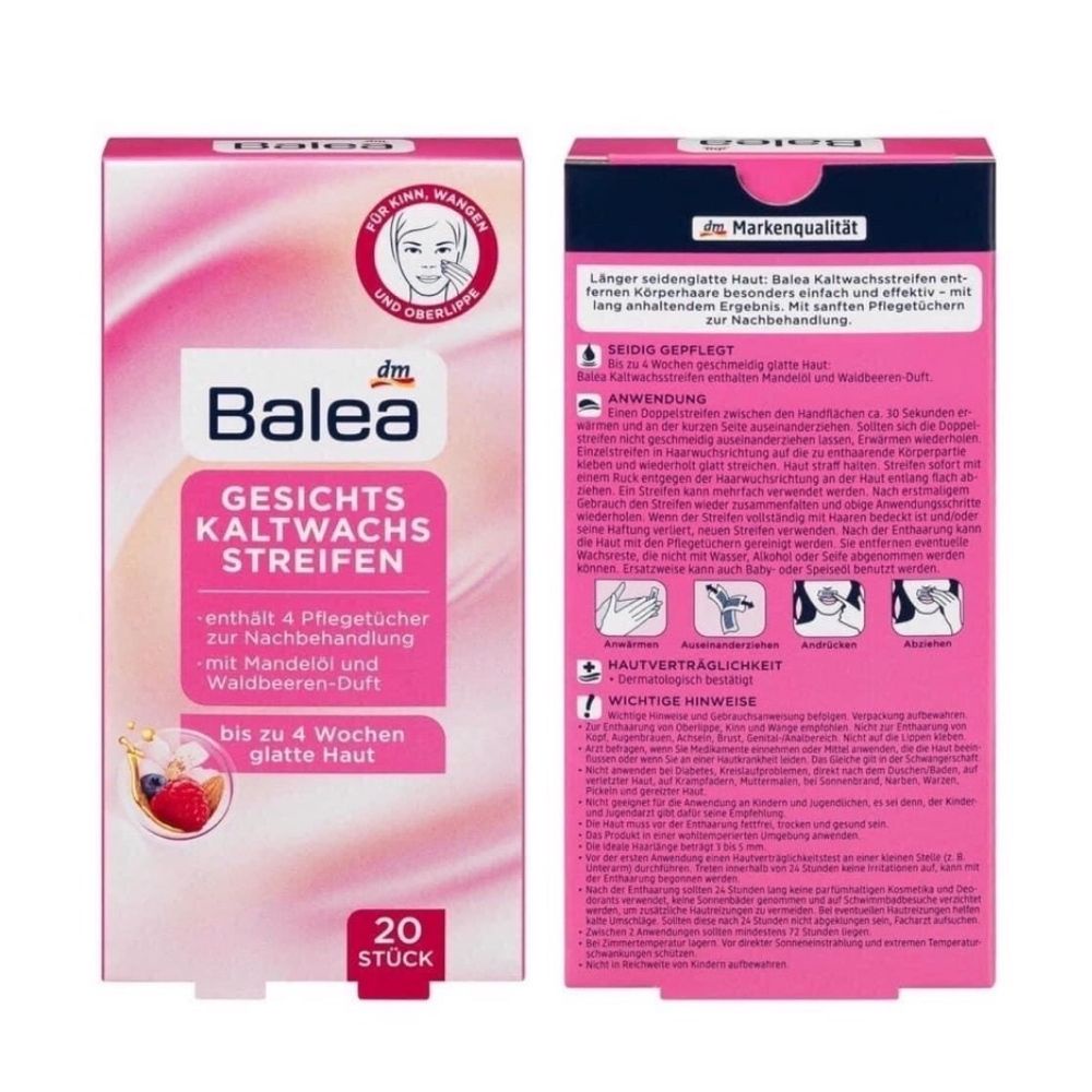 Miếng dán wax tẩy lông mặt, ria mép, lông mày, bikini Balea - Shop Dalavii