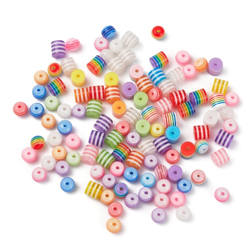 Túi 200 Hạt Xỏ Lỗ Màu Cầu Vồng Dùng Để Làm Trang Sức Thủ Công