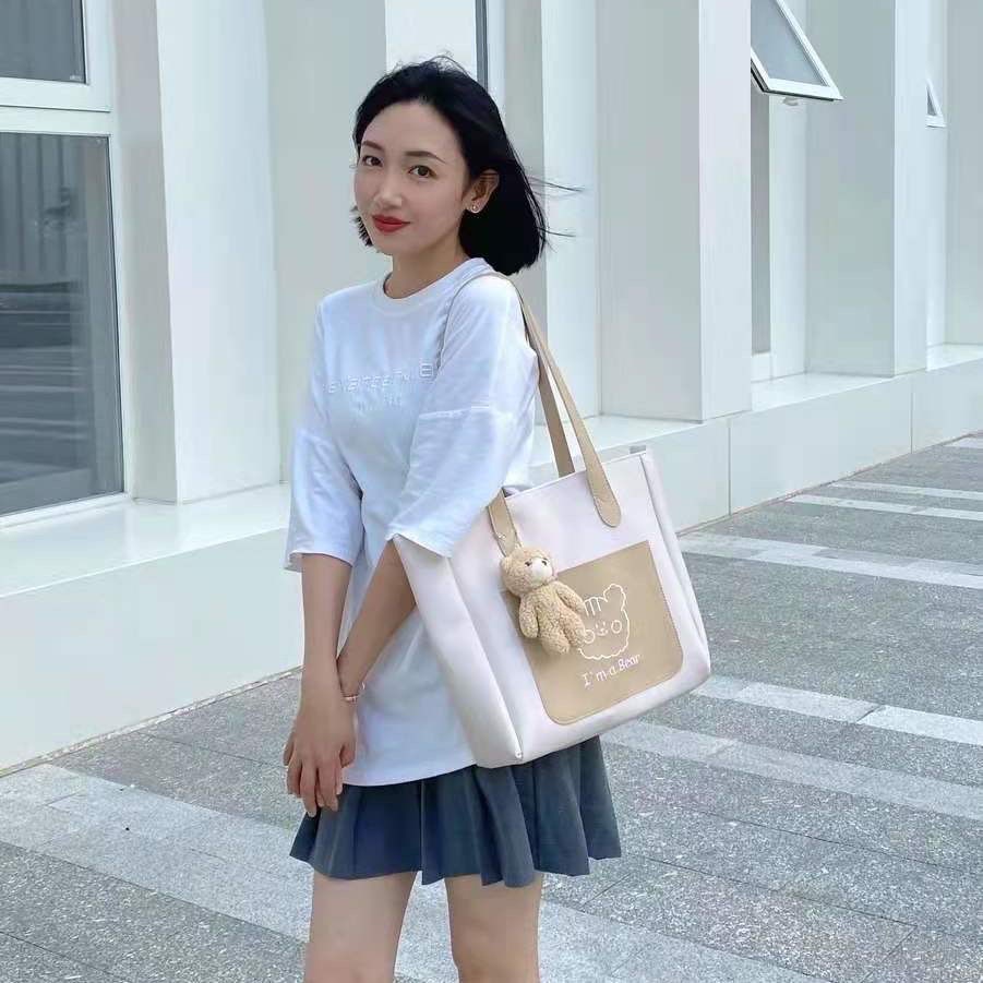Túi tote đeo vai sức chứa lớn thiết kế đơn giản hợp thời trang