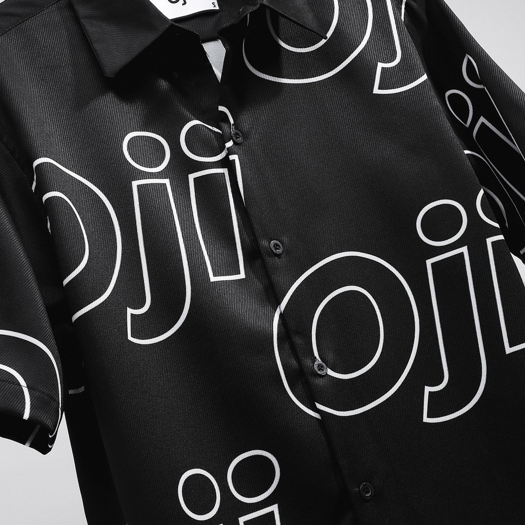 Áo sơ mi cao cấp họa tiết Oji màu đen chất lụa mềm mịn, thoáng mát, không nhăn | Form suông thời trang | BigBuy360 - bigbuy360.vn