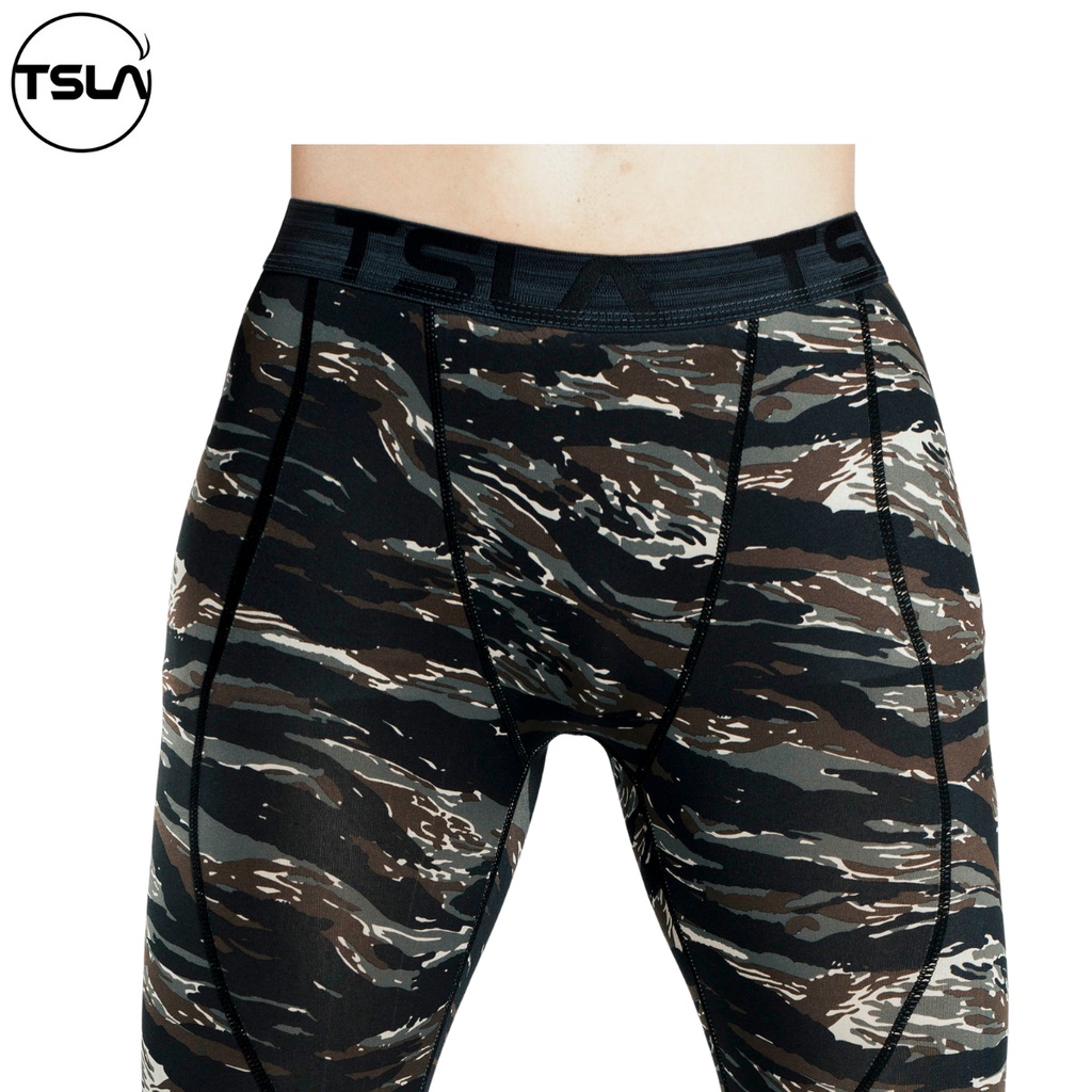 Quần giữ nhiệt nam combat pro TSLA lót lông cừu mỏng quần legging nam co giãn tập gym thể thao chạy bộ bóng rổ TSL1009