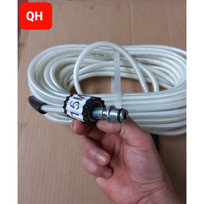 Dây rửa xe áp lực cao( King Hem)  10, 15m, Dây rửa xe áp lực cao 2 đầu ren 22mm ( MÀU TRẮNG)