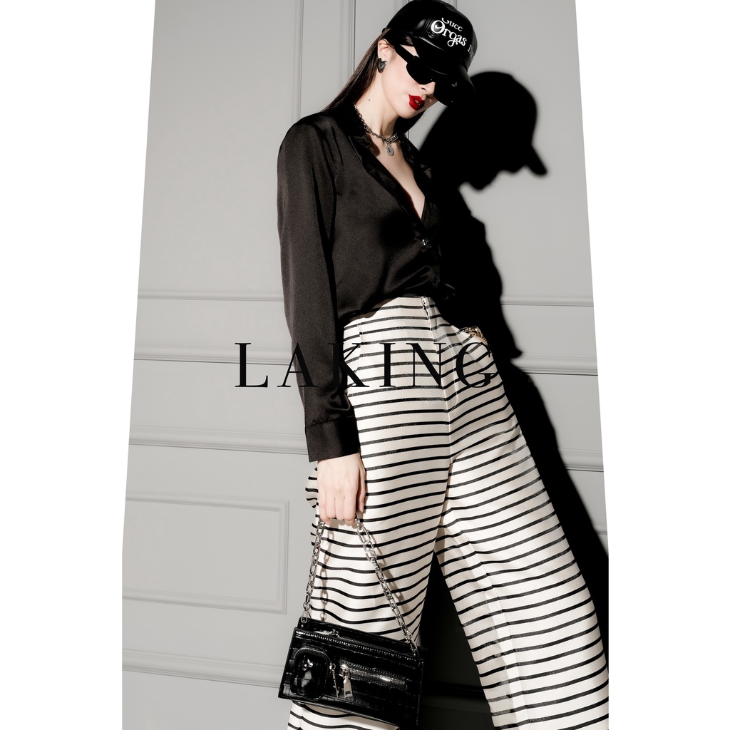 Áo sơ mi đen trơn vải lụa cao cấp LAKING HOUSE