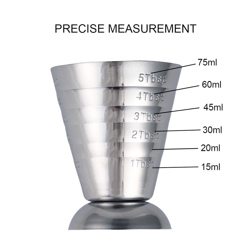 75ML Stainless Steel Scale Measuring Jigger Cocktail Wine Drink Shaker Pub Bar Cup Tumblerful Stoup