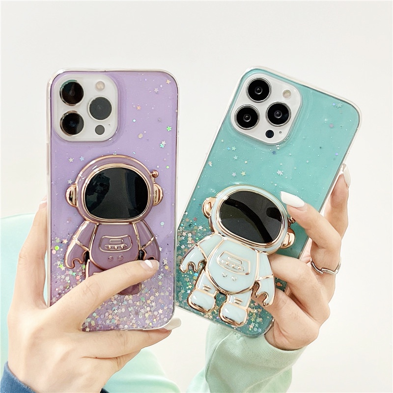 Ốp điện thoại Kim Tuyến Có Đế Đỡ Hình Phi Hành Gia Cho Xiaomi Redmi Note 9 9S 9Pro 8 Redmi10 10C 9C 10T Poco X3 NFC X3Pro