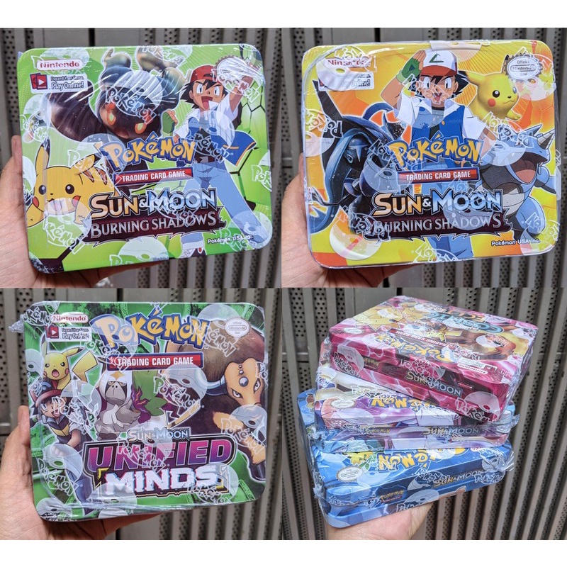Bộ Bài Pokemon Hộp Sắt Loại To Nắp Liền Hàng Siêu Chuẩn Đẹp Trò Chơi Sưu Tầm