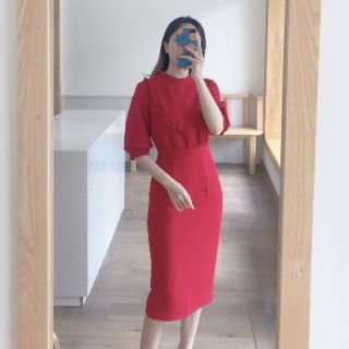 [ VÁY THIẾT KẾ,VÁY TAY BỒNG MÀU ĐỎ CHERRY V/L01]