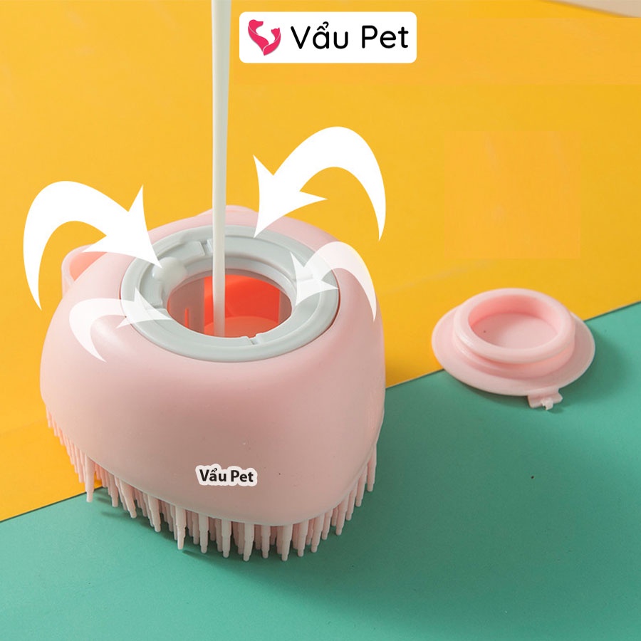 Bàn Chải Tắm Cho Chó Mèo Dầu Silicone Mềm Massage Tạo Bọt Vẩu Pet