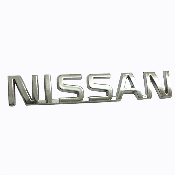 Chữ NISSAN Dán Xe Ô Tô Cao Cấp, Chất Liệu Nhựa ABS Mạ Crom Sẵn Keo Dán 3M